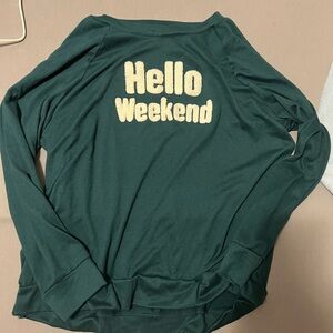 Secret Treasures "Hello Weekend" long-sleeve green pajama top‎ large